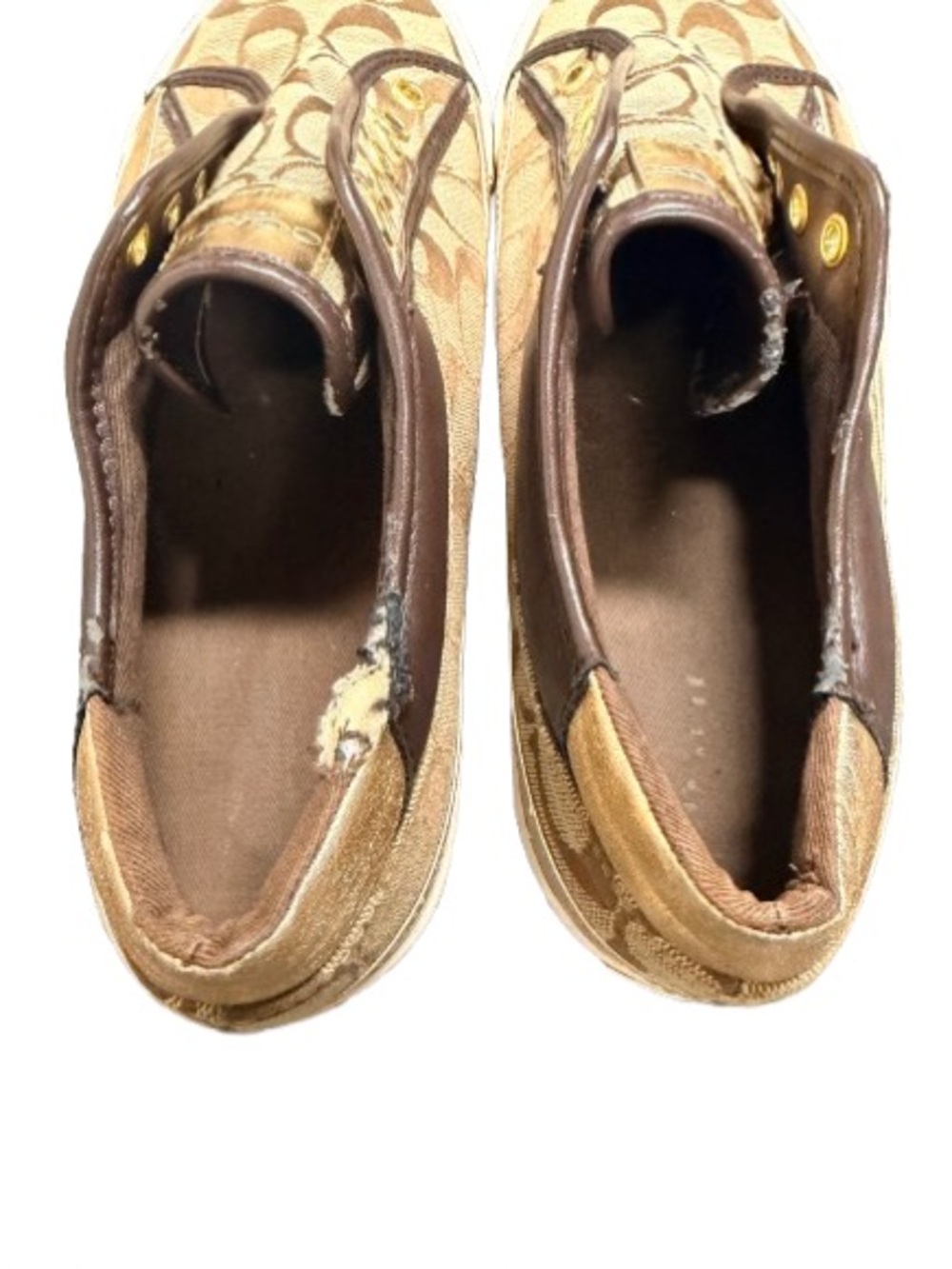 Coach Barrett Signature Jacquard SlipOn Sneakers Canvas Metallic Leather SZ 10B - Picture 6 of 11